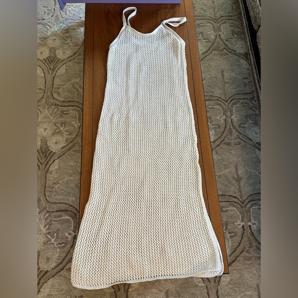Aerie White Crochet Knit Maxi Cover-Up Dress Size S/P - Picture 1 of 5